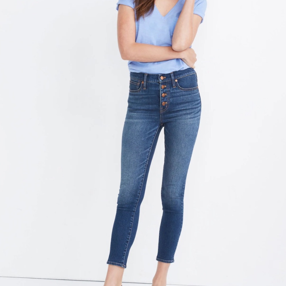 Madewell Women's Blue Skinny 9in Mid Rise Crop Jeans